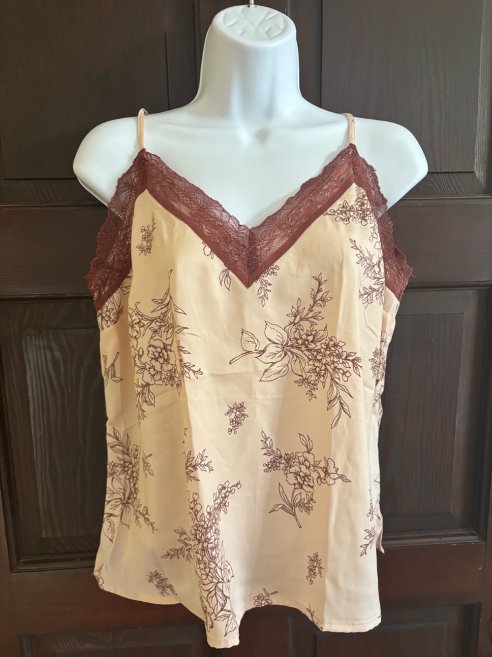 NWT Old Navy Floral Lace Trim Satin Cami Tank Top Medium